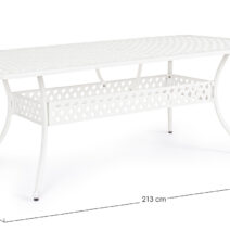 Tavolo rettangolare IVREA in alluminio bianco 213×107 cm