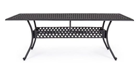 tavolo rettangolare ivrea in alluminio antracite 213×107 cm, dettaglio dei materiali trattati per uso esterno