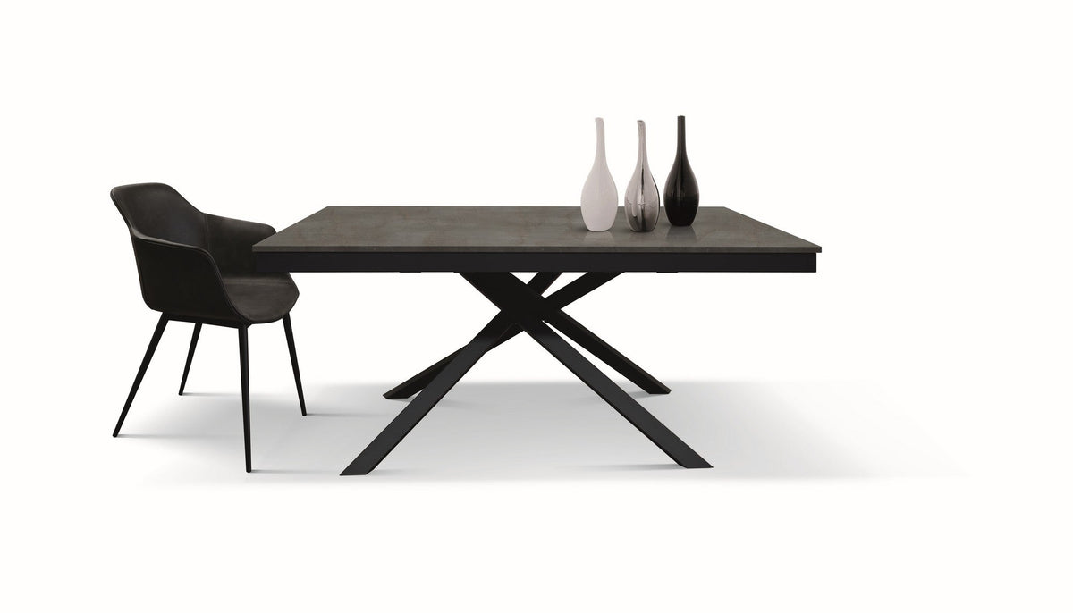 tavolo volpaia in legno, finitura acciaio ossidato e metallo verniciato antracite, allungabile 140×80 cm – 200×80 cm, tavolo...