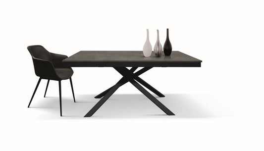 tavolo volpaia in legno, finitura acciaio ossidato e metallo verniciato antracite, allungabile 160×90 cm – 220×90 cm, tavolo...