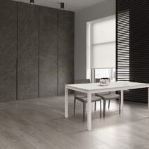 Tavolo TROPEA in legno, finitura marmo statuario e metallo verniciato bianco, allungabile 140×80 cm – 200×80 cm