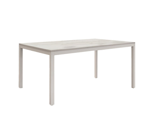 tavolo tropea in legno, finitura marmo statuario e metallo verniciato bianco, allungabile 120×80 cm – 170×80 cm, tavolo...