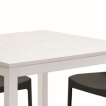 Tavolo TROPEA in legno, finitura bianco frassinato e metallo verniciato bianco, allungabile 90×90 cm – 180×90 cm