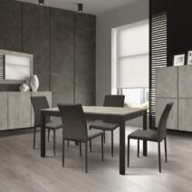 Tavolo TROPEA in legno, finitura rovere rustico e metallo verniciato antracite, allungabile 110×70 cm – 160×70 cm