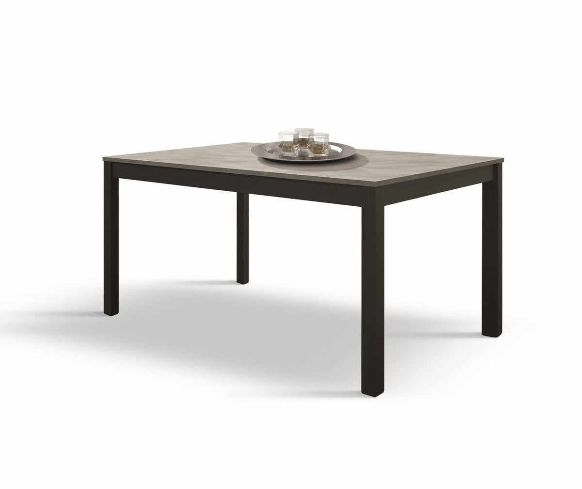tavolo tropea in legno, finitura grigio cemento e metallo verniciato antracite, allungabile 160×90 cm – 210×90 cm, tavolo...