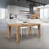 tavolo marzamemi in legno, finitura rovere rustico, allungabile 160×90 cm – 240×90 cm, vista ambientata con sedie abbinate