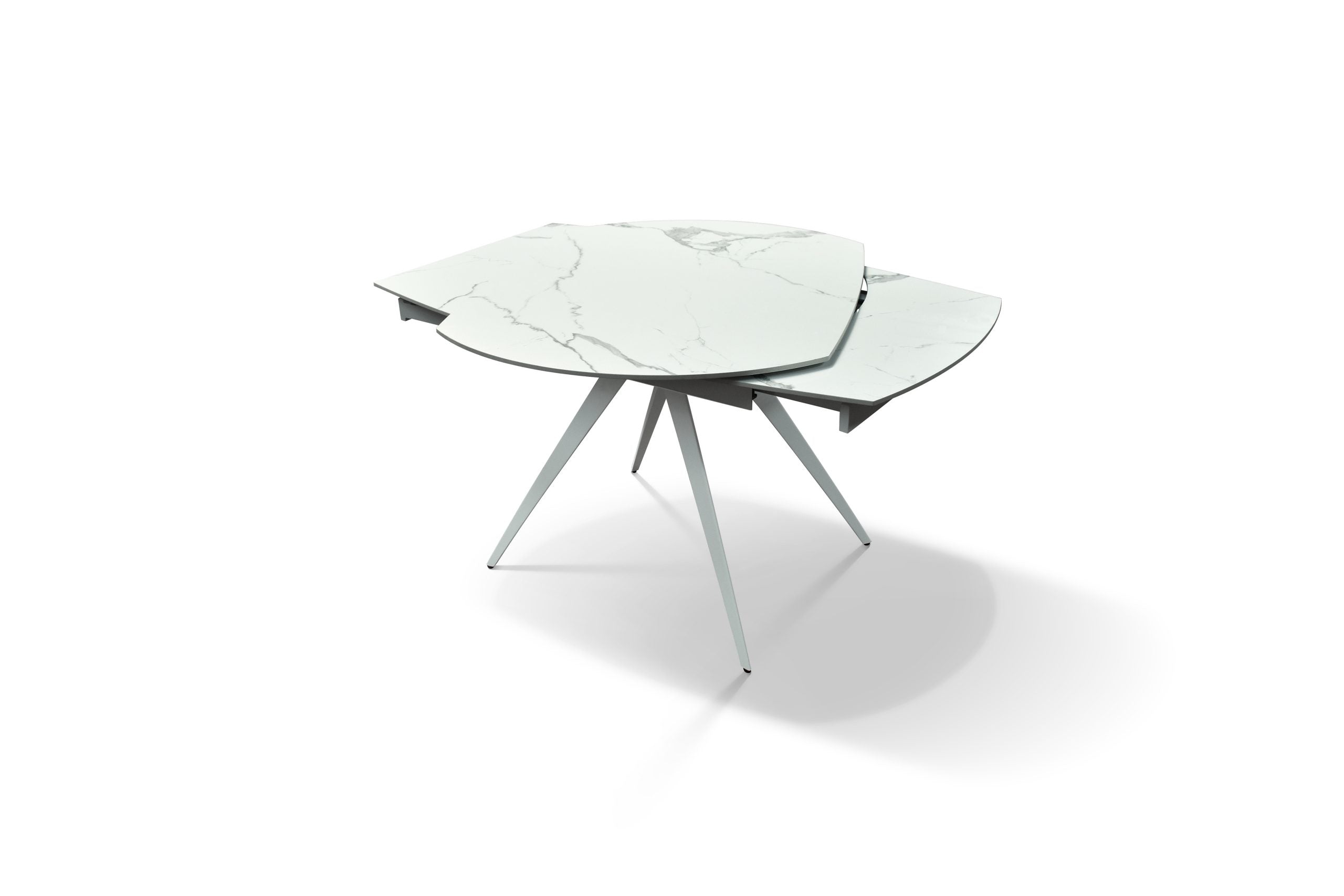 tavolo lavezzi marmo statuario 120×90 – 180×90 cm, vista ambientata con sedie abbinate