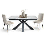 tavolo beverly hills in vetroceramica effetto marmo statuario e metallo verniciato antracite, allungabile 160×90 cm – 240×90...