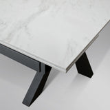 tavolo beverly hills in vetroceramica effetto marmo statuario e metallo verniciato antracite, allungabile 160×90 cm – 240×90...