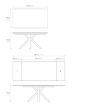 Tavolo BEVERLY HILLS in vetroceramica effetto marmo statuario e metallo verniciato antracite, allungabile 160×90 cm – 240×90 cm