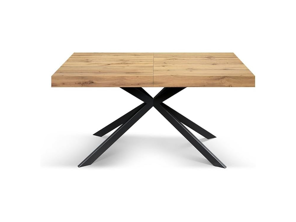 tavolo camaiore in legno, finitura rovere rustico e base a x in metallo antracite, allungabile 160×90 cm – 240×90 cm, tavolo...