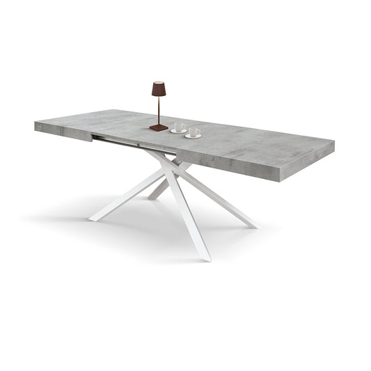 tavolo forte dei marmi grigio cemento allungabile con base bianca 160×90 cm – 240×90 cm, dettaglio della struttura in legno...