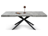 tavolo camaiore in legno, finitura grigio cemento e base a x in metallo antracite, allungabile 160×90 cm – 240×90 cm,...