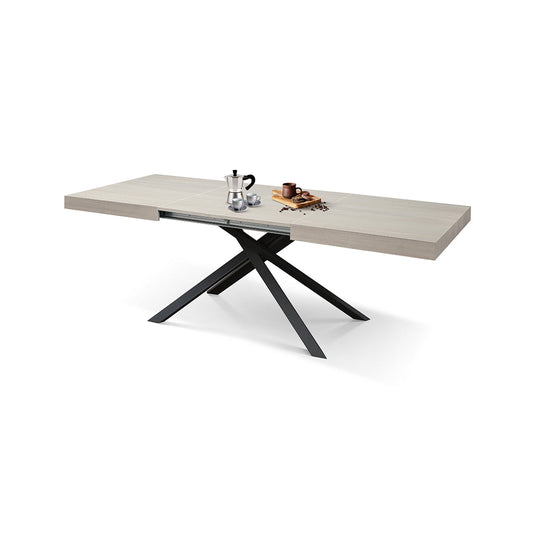 tavolo forte dei marmi olmo perla allungabile con base antracite 160×90 cm – 240×90 cm, dettaglio della struttura in legno o...