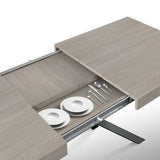 tavolo camaiore in legno, finitura olmo perla e base a x in metallo antracite, allungabile 140×90 cm – 220×90 cm, vista...
