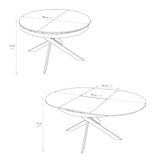 tavolo filicudi rotondo ø120 allungabile, in ceramica effetto marmo e base bianca metallo, arredo funzionale e decorativo...