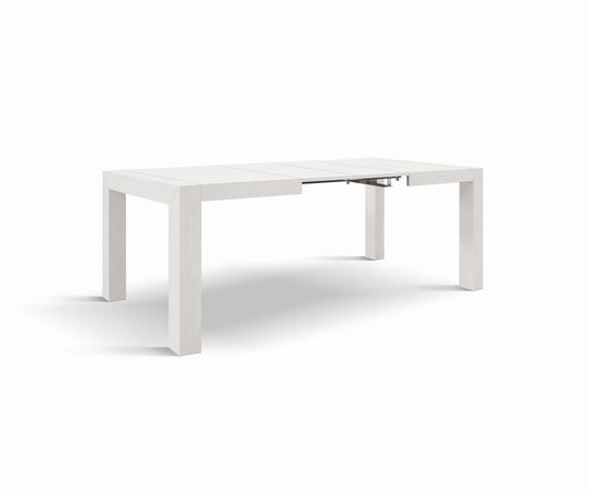 tavolo marzamemi in legno, finitura bianco frassinato, allungabile 140×90 cm – 220×90 cm, dettaglio della struttura in legno...