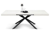 tavolo camaiore in legno, finitura bianco frassinato e base a x in metallo antracite, allungabile 160×90 cm – 240×90 cm,...