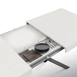 tavolo camaiore in legno, finitura bianco frassinato e base a x in metallo antracite, allungabile 140×90 cm – 220×90 cm,...