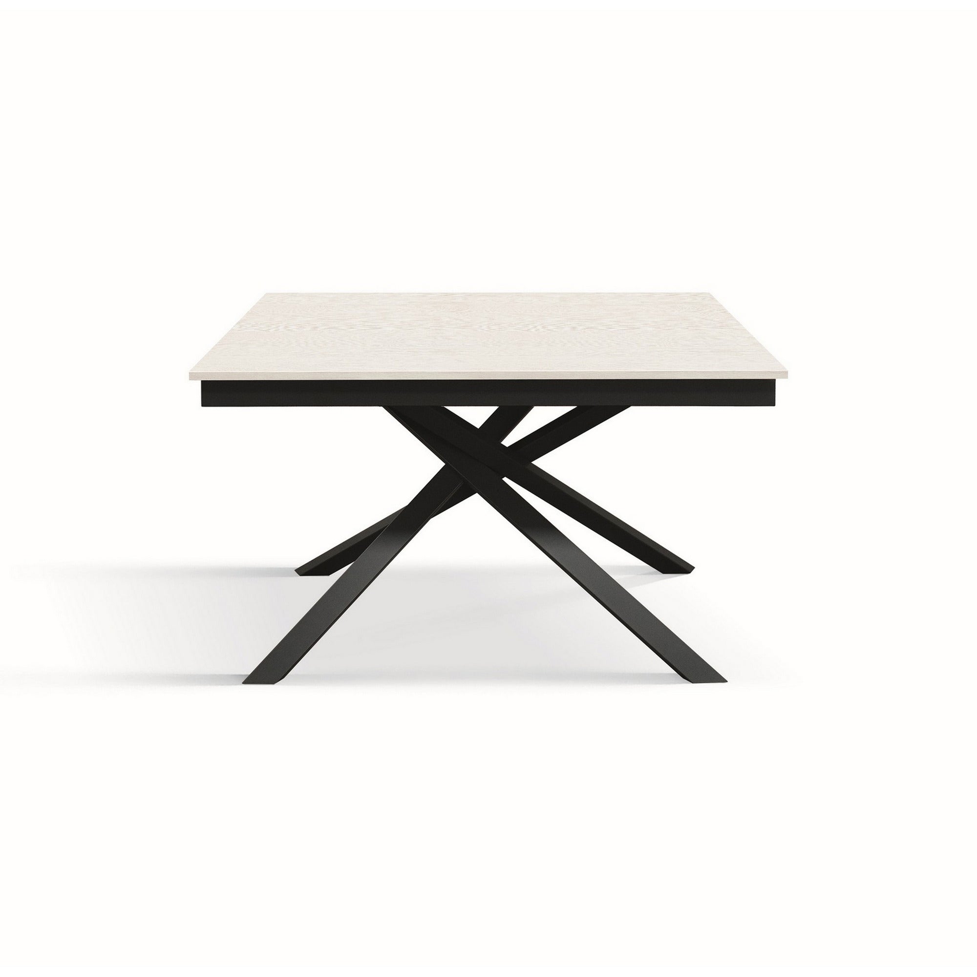 tavolo volpaia in legno, finitura bianco frassinato e base in metallo verniciato antracite, allungabile 140×80 cm – 190×80...