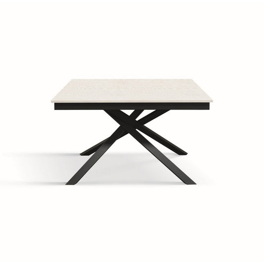 tavolo volpaia in legno, finitura bianco frassinato e base in metallo verniciato antracite, allungabile 140×80 cm – 190×80...