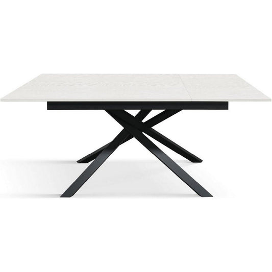 tavolo volpaia in legno, finitura bianco frassinato e base in metallo verniciato antracite, allungabile 140×80 cm – 190×80...