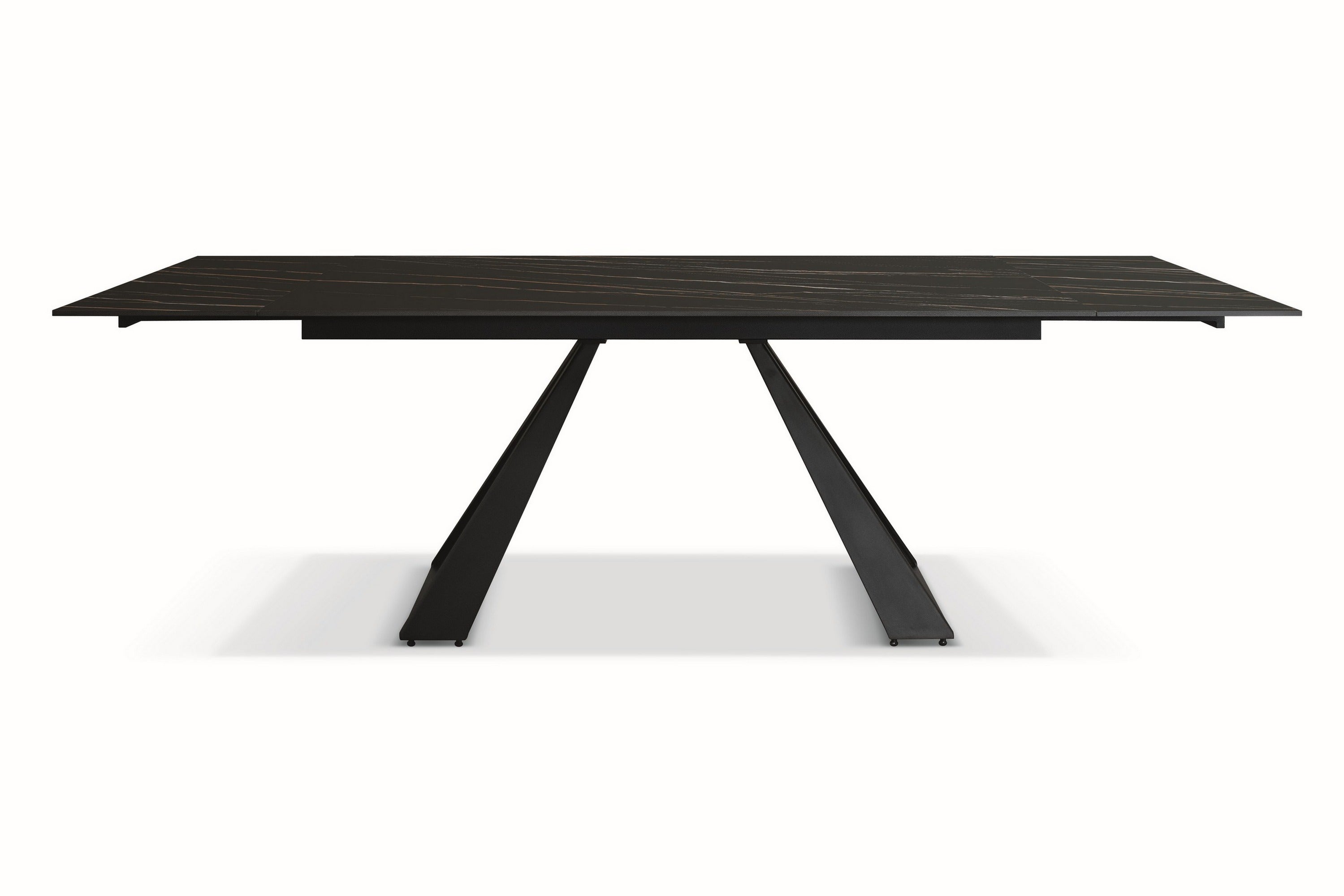 tavolo ajaccio in vetroceramica effetto marmo nero con gambe a piramide in metallo antracite, allungabile 160×90 cm – 240×90...