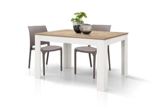 tavolo lipari in legno finitura rovere e base bianca, allungabile 120×80 cm – 170×80 cm, tavolo elegante adatto a sala da...