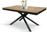 tavolo volpaia in legno, finitura rovere rustico e base in metallo verniciato antracite, allungabile 140×80 cm – 190×80 cm,...
