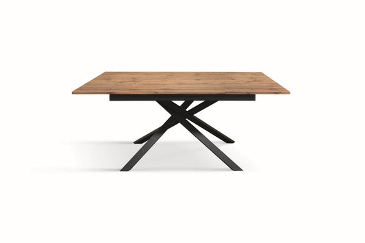 tavolo volpaia in legno, finitura rovere rustico e base in metallo verniciato antracite, allungabile 120×80 cm – 170×80 cm,...