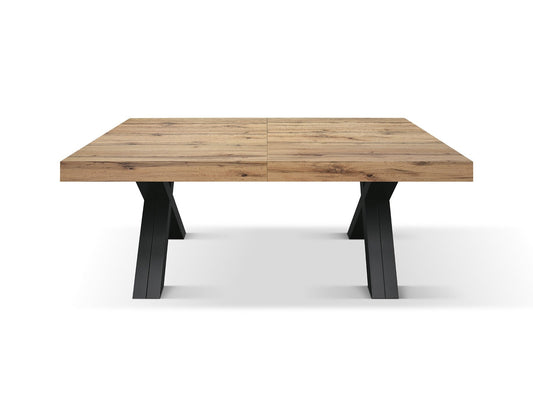 tavolo gallipoli in legno nobilitato effetto rovere rustico con gambe a x in legno antracite, allungabile 180×90 cm – 480×90...