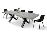 tavolo allungabile amalfi in legno grigio cemento e gambe a x antracite, allungabile 180×90 cm – 260×90 cm, design moderno...