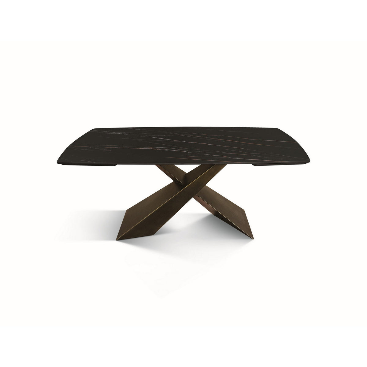 tavolo figari in vetroceramica matt golden nero con gambe a x in metallo bronzo, allungabile 160×90 cm – 240×90 cm, tavolo...