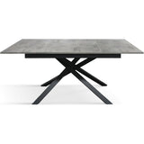 tavolo volpaia in legno, finitura grigio cemento e base in metallo verniciato antracite, allungabile 160×90 cm – 210×90 cm,...