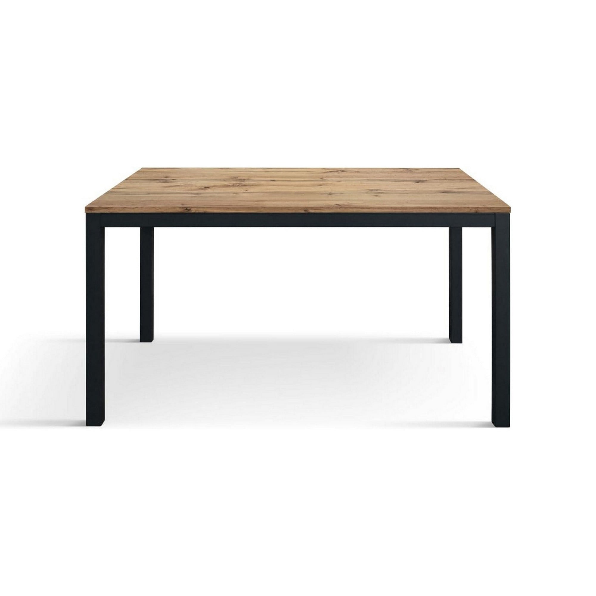 tavolo tropea in legno, finitura rovere rustico e base in metallo verniciato antracite, allungabile 160×90 cm – 210×90 cm,...