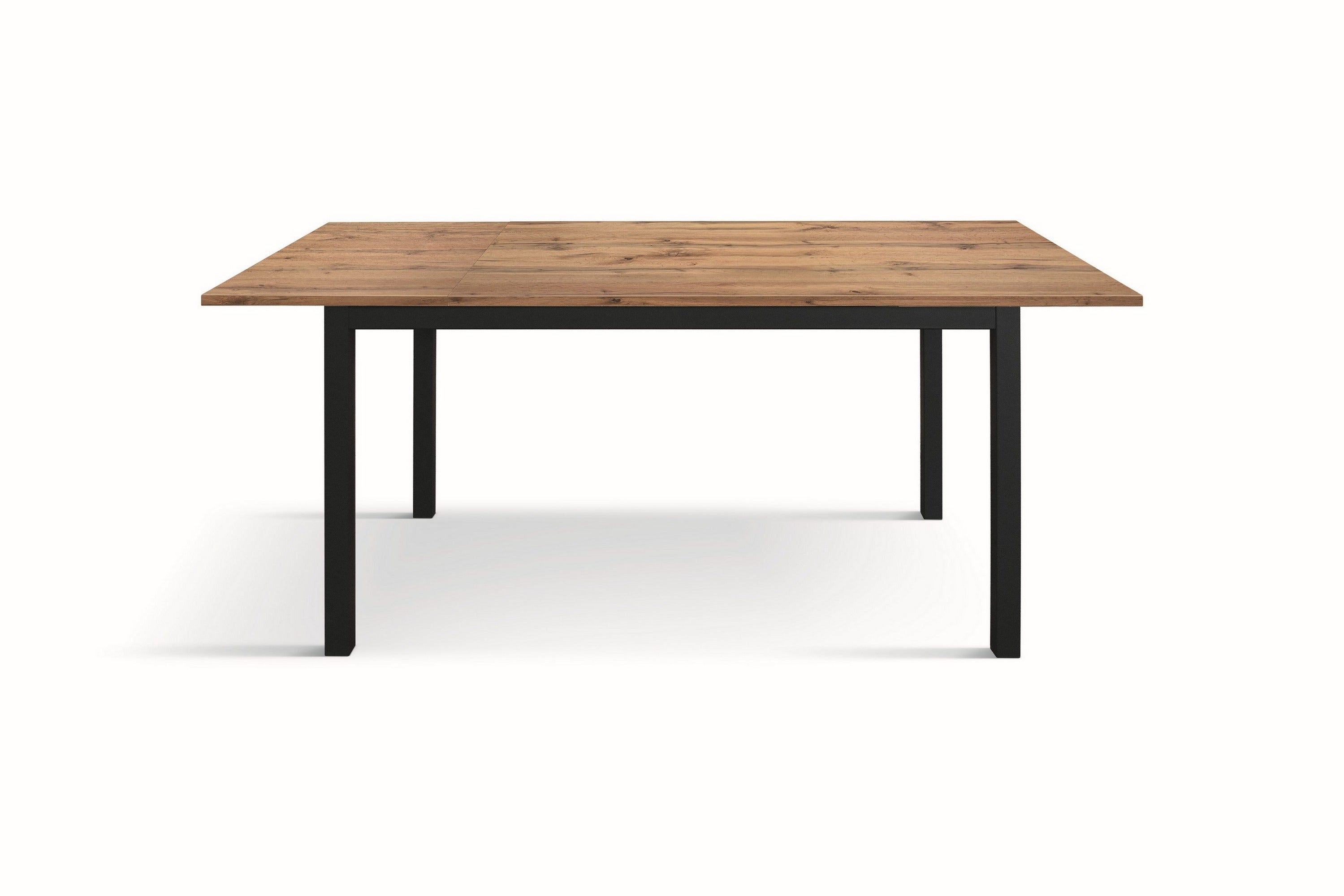 tavolo tropea in legno, finitura rovere rustico e base in metallo verniciato antracite, allungabile 160×90 cm – 210×90 cm,...