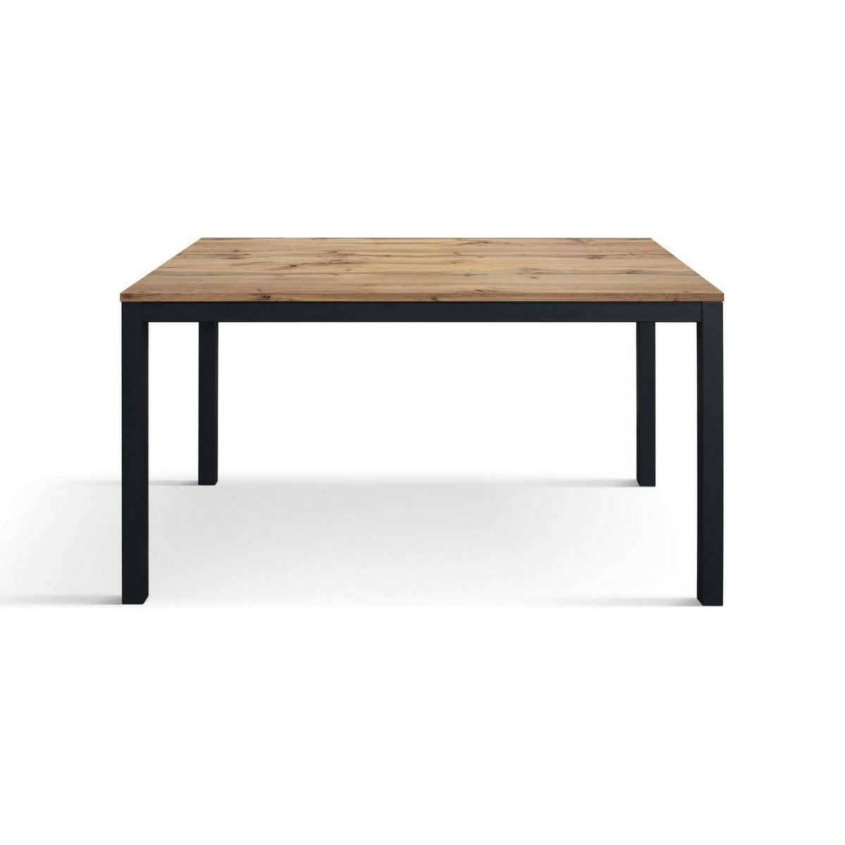 tavolo tropea in legno, finitura rovere rustico e base in metallo verniciato antracite, allungabile 140×80 cm – 190×80 cm,...