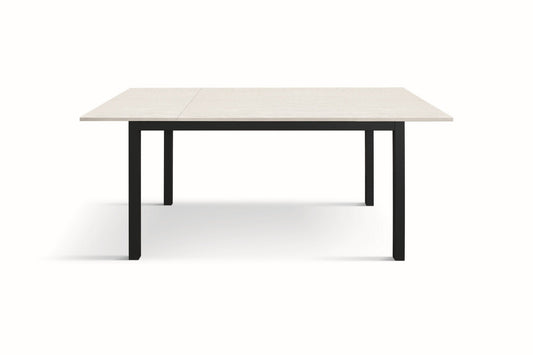 tavolo tropea in legno, finitura bianco frassinato e base in metallo verniciato antracite, allungabile 140×80 cm – 190×80...