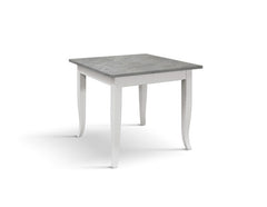 Tavolo RIMINI in legno grigio cemento e struttura in legno bianco 80×80 cm