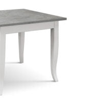 Tavolo RIMINI in legno grigio cemento e struttura in legno bianco 80×80 cm