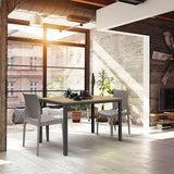 tavolo ravenna in legno finitura rovere rustico e struttura in metallo grigio antracite 110×68 cm, vista ambientata con...