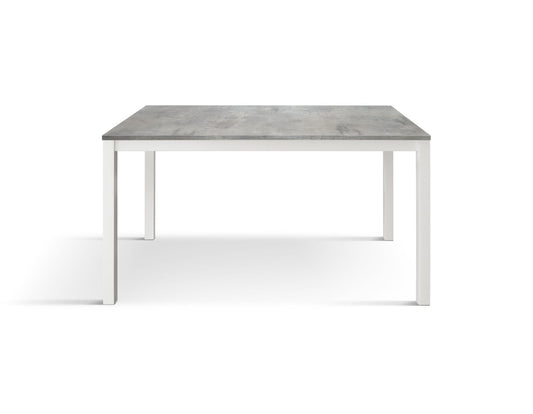 tavolo ravenna in legno finitura grigio cemento e struttura in metallo bianco 110×68 cm, tavolo elegante adatto a sala da...