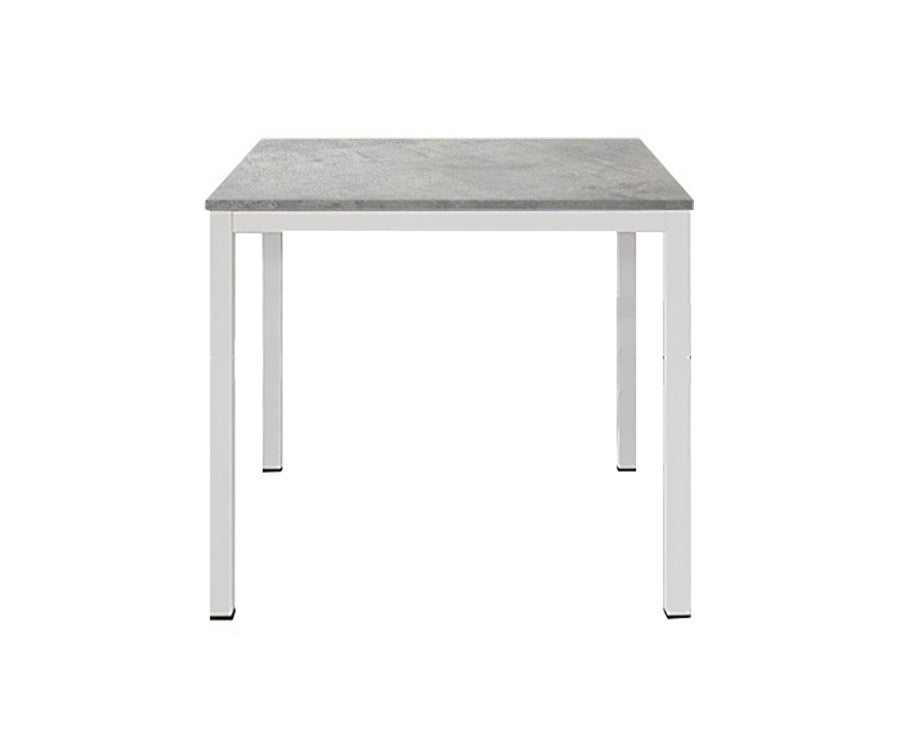 tavolo ravenna in legno finitura grigio cemento e struttura in metallo bianco 80×80 cm, tavolo elegante adatto a sala da...