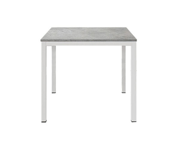 Tavolo RAVENNA in legno finitura grigio cemento e struttura in metallo bianco 80×80 cm