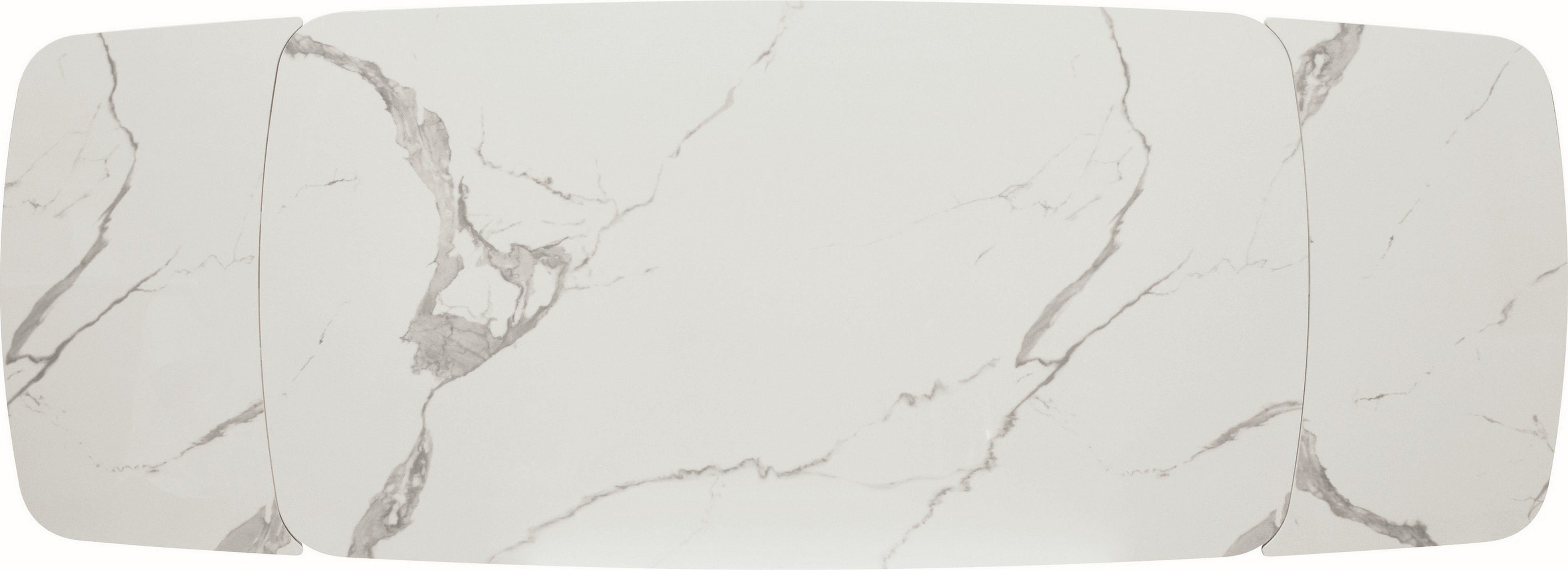 tavolo malta in vetroceramica effetto marmo statuario, allungabile con base noce 160×90 cm – 240×90 cm, ideale per ospitare...