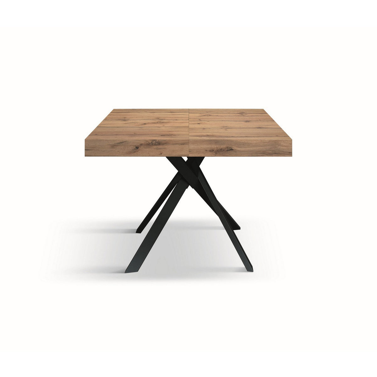 tavolo forte dei marmi in legno, finitura rovere rustico e gambe incrociate in metallo antracite, allungabile 95×90 cm – 145...