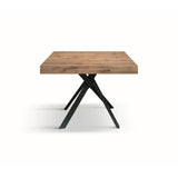 tavolo forte dei marmi in legno, finitura rovere rustico e gambe incrociate in metallo antracite, allungabile 95×90 cm – 145...