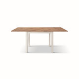 tavolo positano in legno effetto rovere e gambe bianche, allungabile a libro 90×90 cm – 180×90 cm, dettaglio della struttura...