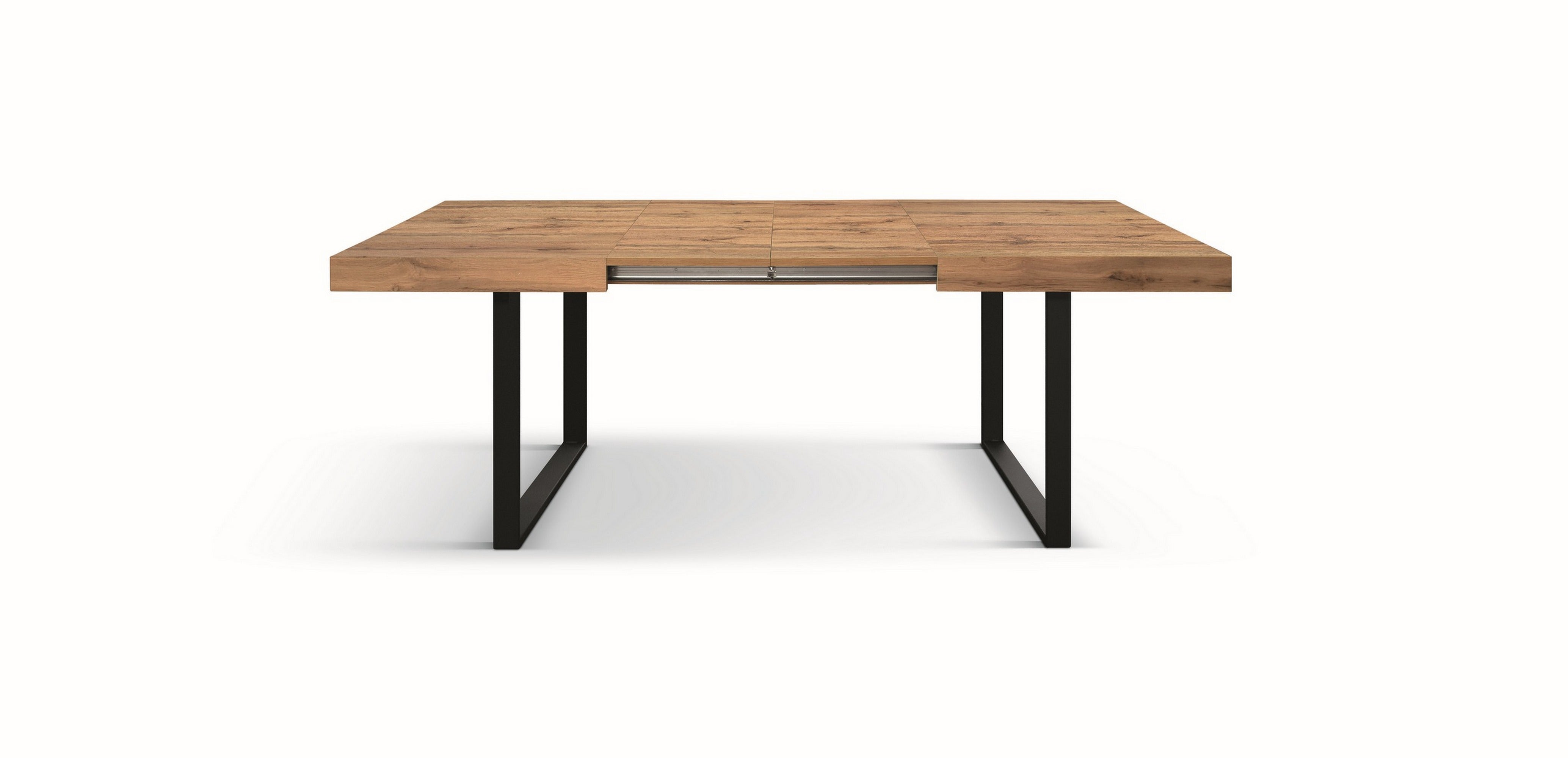 tavolo cinquale in legno, finitura rovere rustico con gambe in metallo antracite, allungabile 160×90 cm – 240×90 cm,...