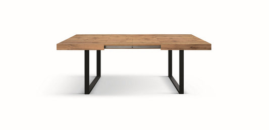 tavolo cinquale in legno, finitura rovere rustico con gambe in metallo antracite, allungabile 160×90 cm – 240×90 cm,...